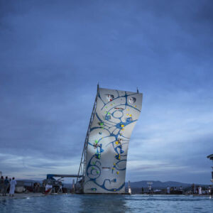 Psicocomp DWS Climbing wall by Walltopia, Deep Water Solo competition in Utah